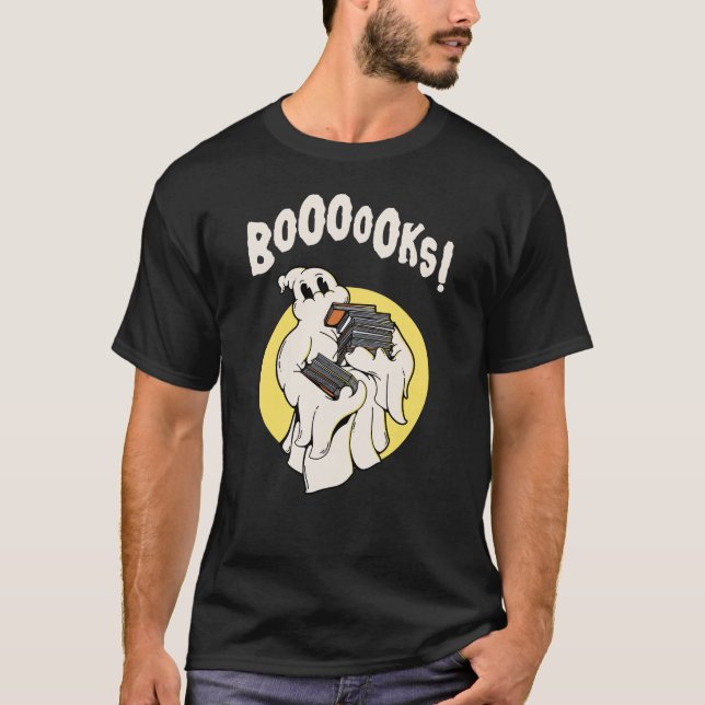 Funny Bookworm Ghost Halloween Costume Boooooks T-Shirt (Front)
