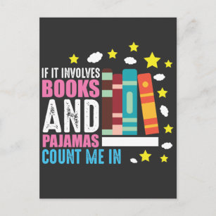 Funny Bookworm Pajama and Book Lover Postcard