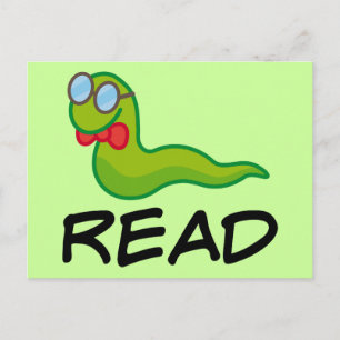 Funny Bookworm READ Gift Postcard