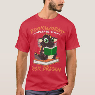Funny Bookworm Reading Magical Creature Book Drago T-Shirt
