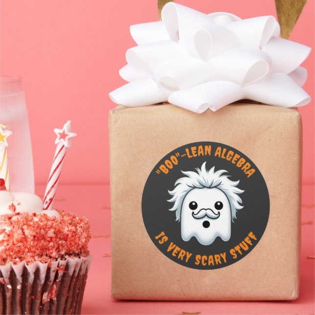 Funny Boolean Algebra is Very Scary Stuff Classic Round Sticker (Party)