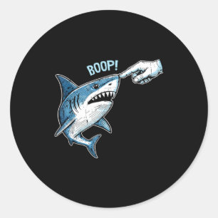 Funny boop shark meme humour nose touch classic round sticker