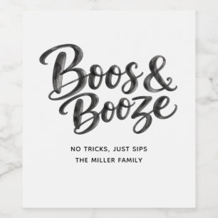 Funny Boos & Booze Adult Halloween Party Drinks Wine Label