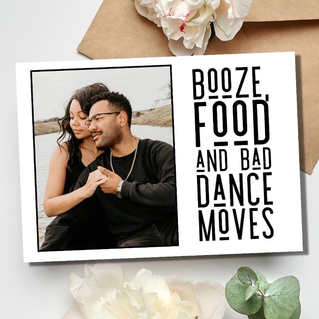 Funny Booze Food Bad Dance Moves Photo Wedding Save The Date (Funny Booze Food Bad Dance Moves Photo Wedding Save The Date)