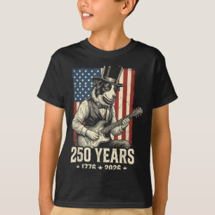 Funny Border Collie Aamerican Usa Flag 250 Years T-Shirt