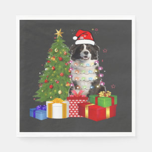 Funny Border Collie Christmas Tree Merry Christmas Napkin