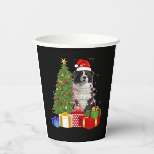 Funny Border Collie Christmas Tree Merry Christmas Paper Cups