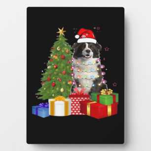 Funny Border Collie Christmas Tree Merry Christmas Plaque