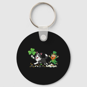 Funny Border Collie Clover St Patricks Day Womens Key Ring