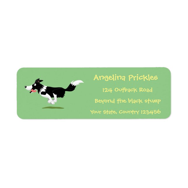 Funny Border Collie dog running cartoon (Front)