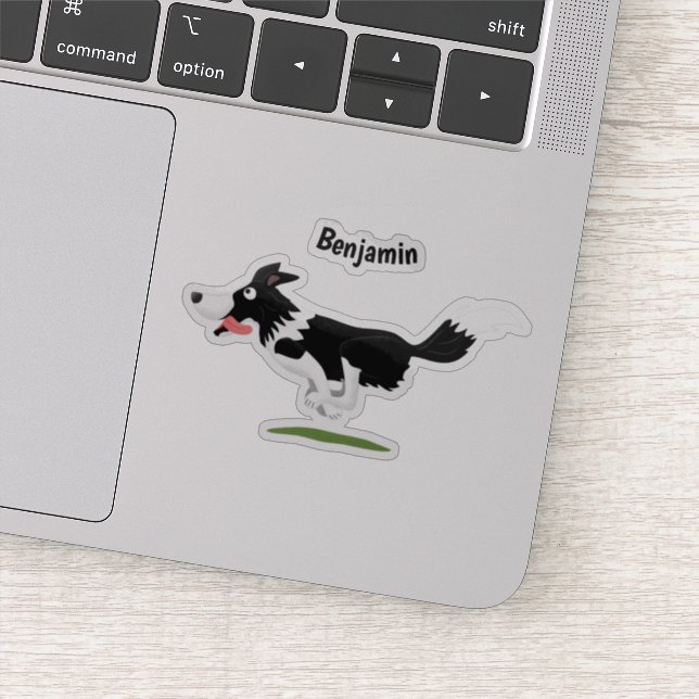 Funny Border Collie dog running cartoon (Detail)