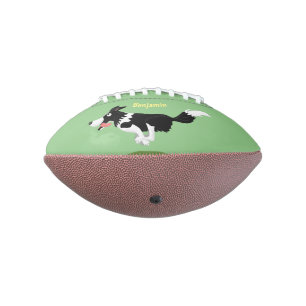 Funny Border Collie dog running cartoon American Football