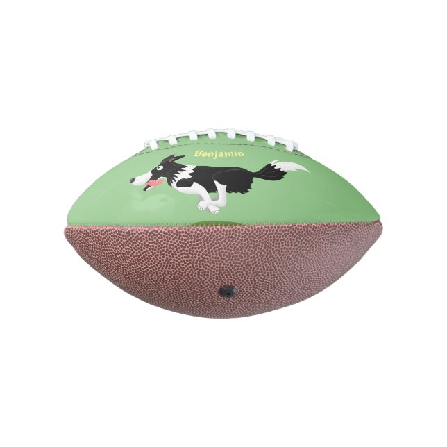 Funny Border Collie dog running cartoon American Football (Rotated 270)