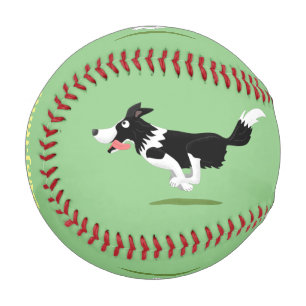 Funny Border Collie dog running cartoon Baseball
