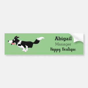 Funny Border Collie dog running cartoon Bumper Sticker