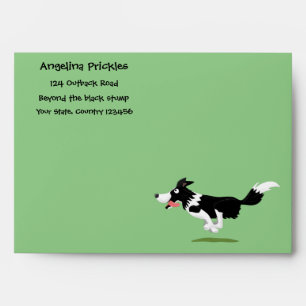 Funny Border Collie dog running cartoon Envelope