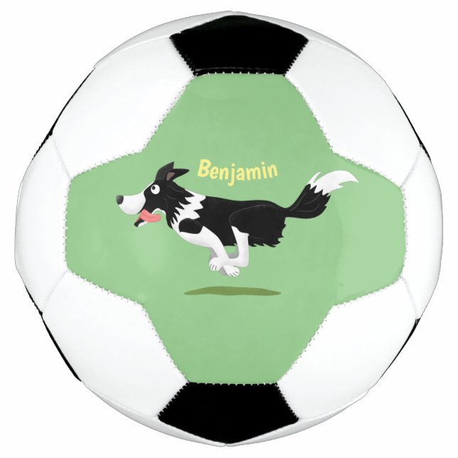 Funny Border Collie dog running cartoon Football (Front)