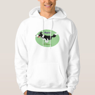 Funny Border Collie dog running cartoon Hoodie