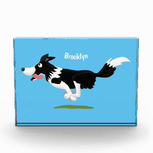 Funny Border Collie dog running cartoon Photo Block