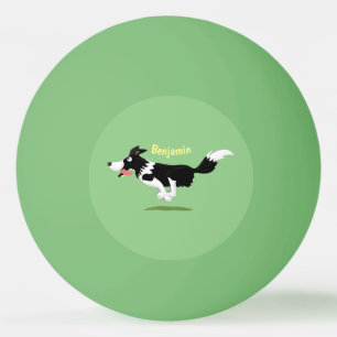 Funny Border Collie dog running cartoon Ping Pong Ball