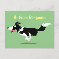 Funny Border Collie dog running cartoon