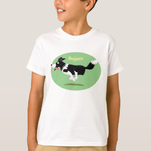 Funny Border Collie dog running cartoon T-Shirt