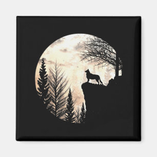 Funny Border Collie Dog Scary And Moon Halloween Magnet