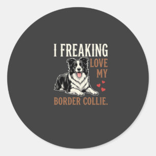 Funny Border Collie Love Dog Classic Round Sticker