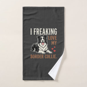 Funny Border Collie Love Dog Hand Towel
