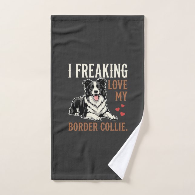 Funny Border Collie Love Dog Hand Towel (Hand Towel)