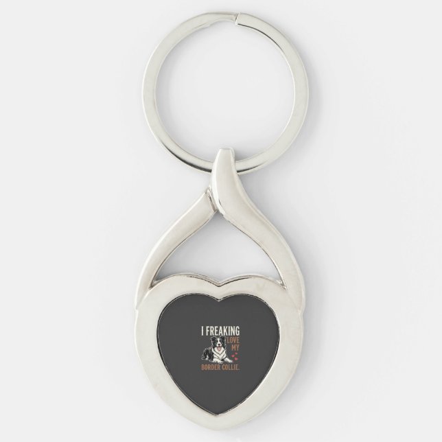 Funny Border Collie Love Dog Key Ring (Front)
