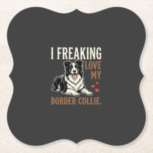 Funny Border Collie Love Dog Paper Coaster