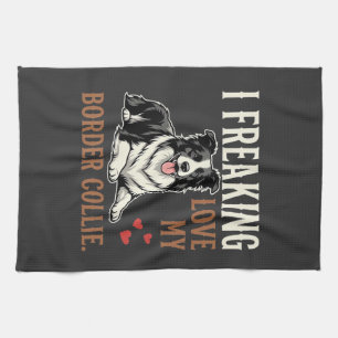 Funny Border Collie Love Dog Tea Towel