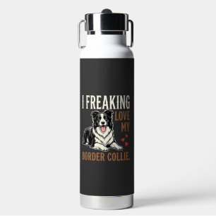 Funny Border Collie Love Dog Water Bottle