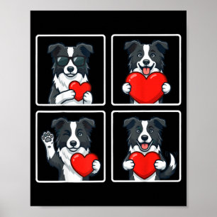 Funny Border Collie Photobooth Dog Lover Valentine Poster