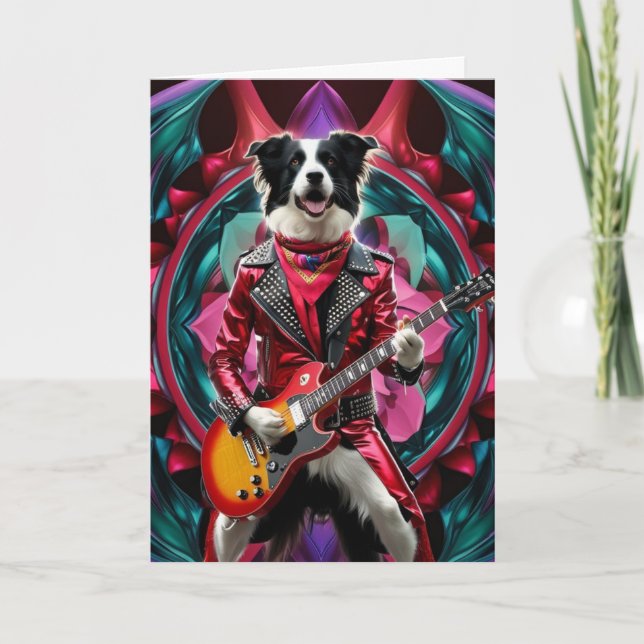 Funny Border Collie Rock Star Card (Front)