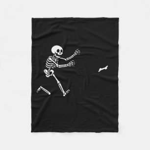 Funny Border Collie Running Skeleton Halloween  Fleece Blanket