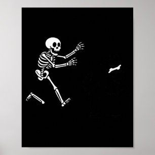 Funny Border Collie Running Skeleton Halloween  Poster