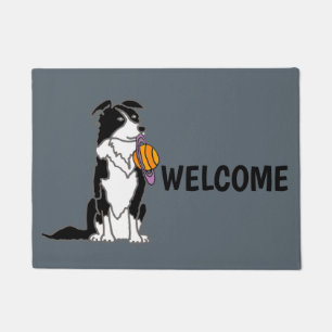 Funny Border Collie with Saturn Disc Doormat