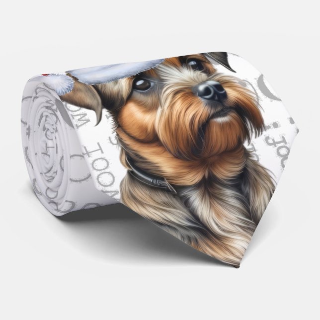 Funny Border Terrier Christmas Dog Lover Tie (Rolled)