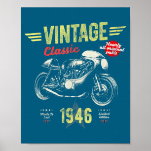 Funny Born 1946 Vintage Retro Motorbike Poster