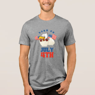 Funny Born on July 4th Eagle T-Shirt Tri-Blend Shirt
