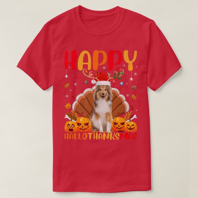 Funny Borzoi Dog Lover Happy Borzoi HelloThanksMas T-Shirt (Design Front)