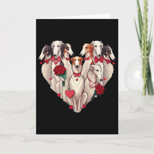 Funny Borzoi Heart Valentine Borzoi Womens Mens Ki Card