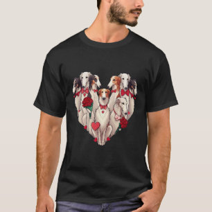 Funny Borzoi Heart Valentine Borzoi Womens Mens Ki T-Shirt