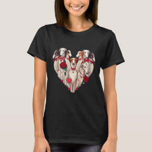 Funny Borzoi Heart Valentine Borzoi Womens Mens Ki T-Shirt