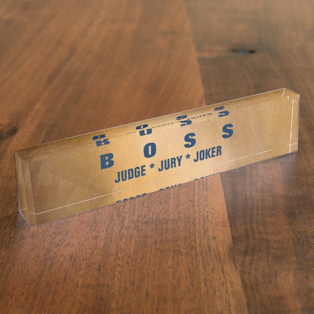 Funny Boss Copper And Navy Desk Nameplates. Nameplate (Side)