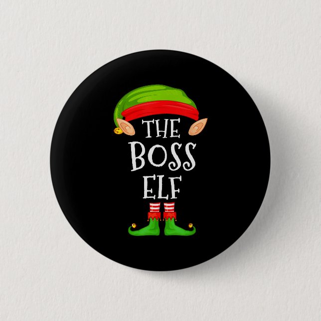 Funny Boss Elf Family Christmas Boss Elf Sweater M 6 Cm Round Badge (Front)