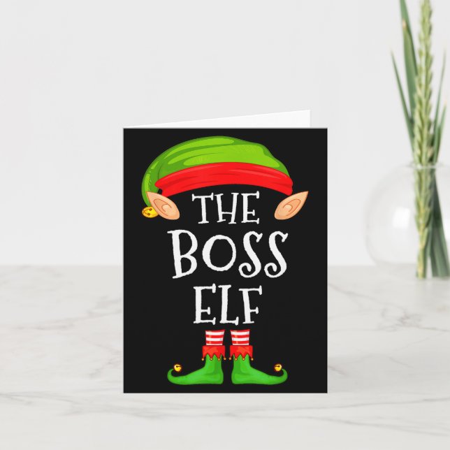 Funny Boss Elf Family Christmas Boss Elf Sweater M Card (Front)
