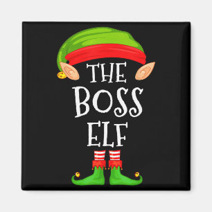 Funny Boss Elf Family Christmas Boss Elf Sweater M Magnet